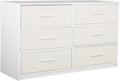 Modern 6-Drawer Dresser with Spacious Storage, Sturdy Wood Frame, Large Capacity Fabric Drawers, Dressers for Bedroom, Home Organization Storage for Living Room or Hallway, White