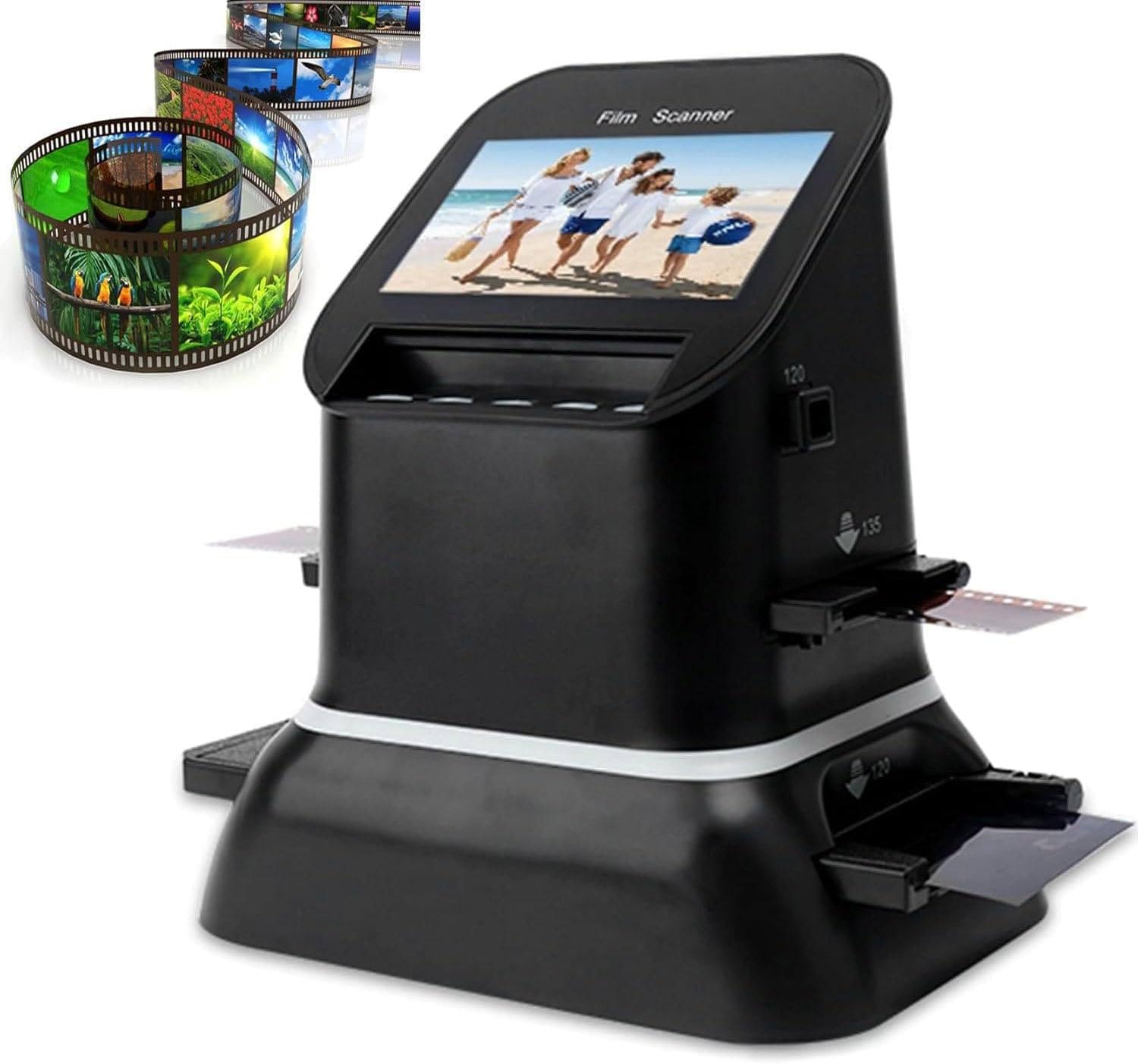 22MP Film & Slide Scanner with 4.3' LCD - Converts 35mm, 126, 127, and 120 Medium Format Negatives to Digital JPEGs, Save Easily to SD Card or PC