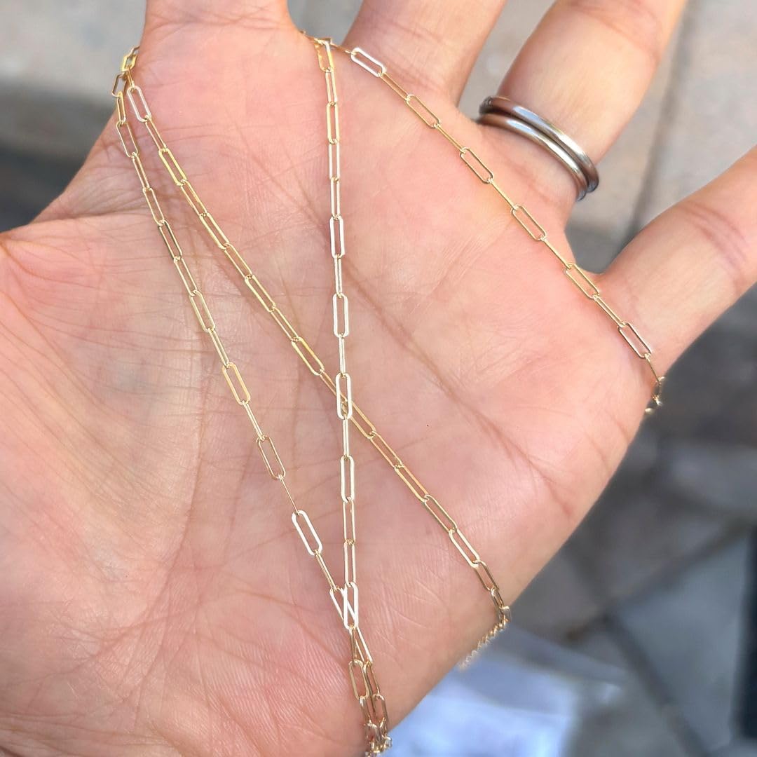 Adabele 5 Feet Real 1/20 14K Gold Filled Unfinished Paperclip Cable Chain Link 2mm (0.08 Inch) Strong Bulk Non Tarnish