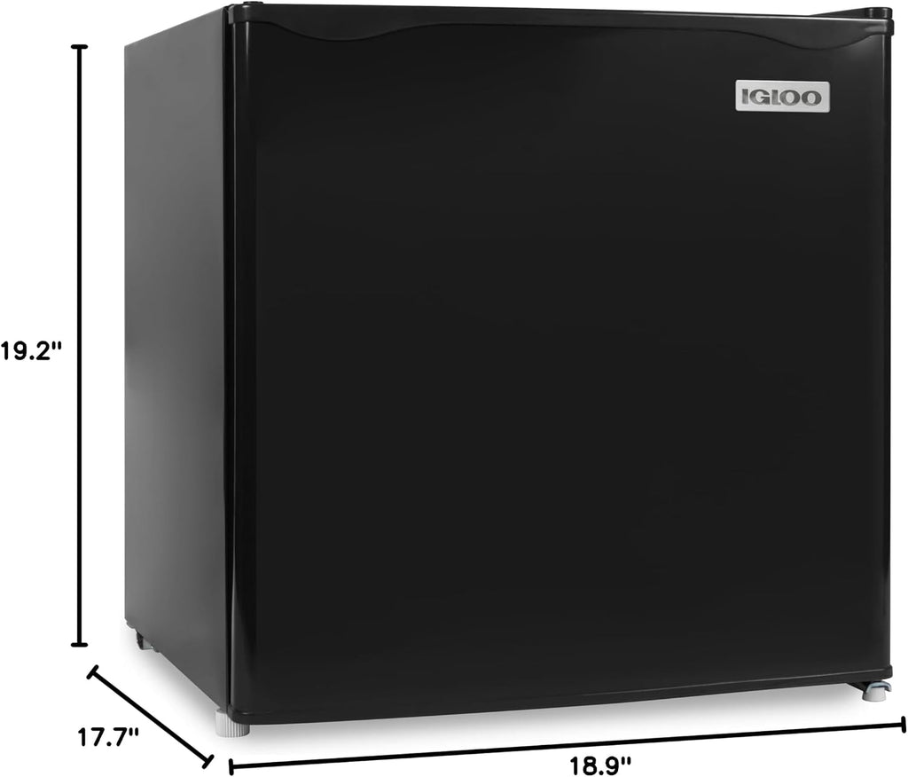 Igloo 1.6 Cu.Ft Mini Fridge with Freezer- Single Door Compact Refrigerator with Glass Shelves for Homes, Dorms & Offices- Keep Snacks, Drinks & Frozen Foods Cool with Temperature Control Fridge- Black