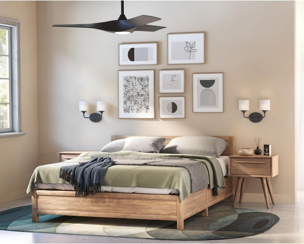 Ryne Collection 52-Inch 3-Blade Matte Black LED Transitional Indoor/Outdoor DC Ceiling Fan