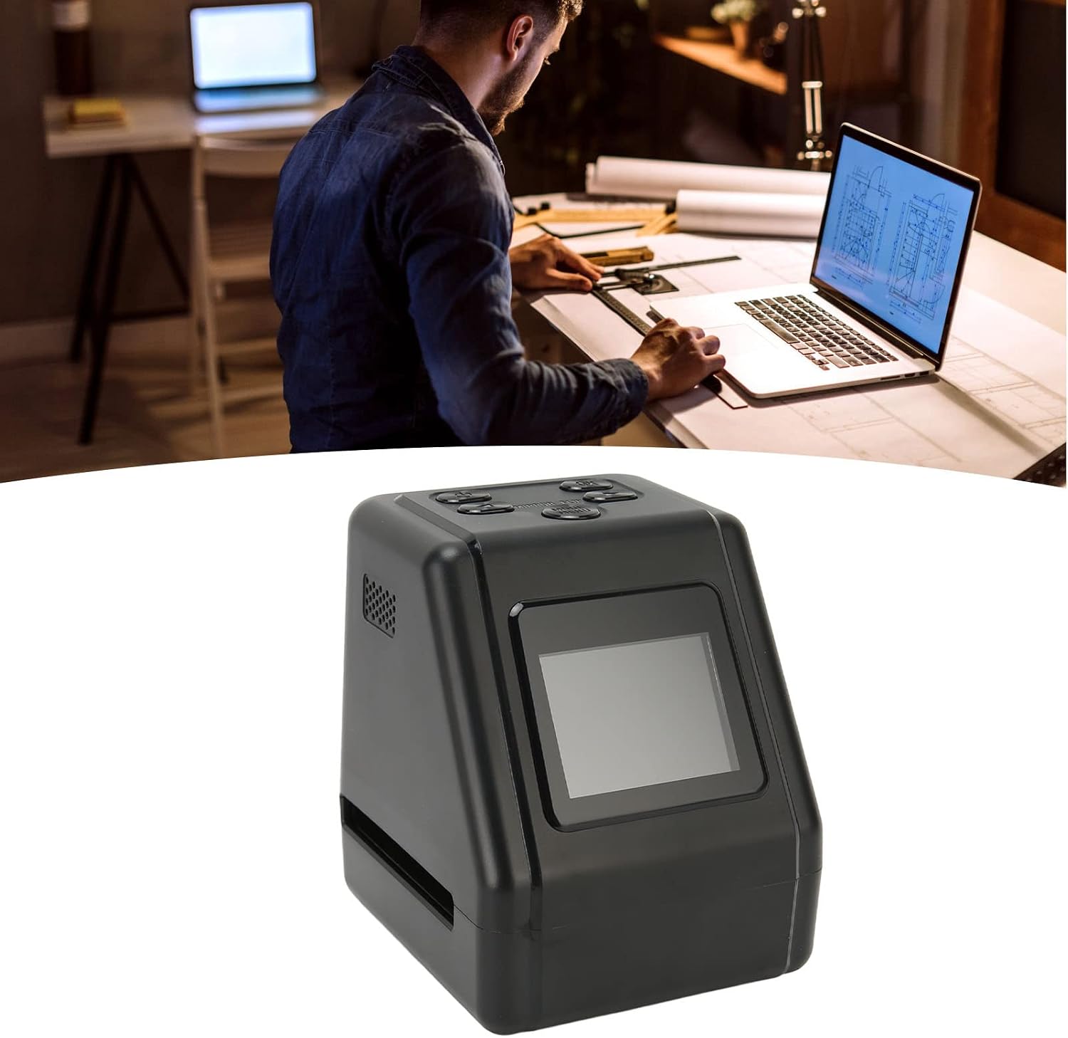Film & Slide Scanner, All in One 12M Digital Film Scanner with 2in LCD Screen, Converts 135 126 110 & Super 8 Films/Slides/Negatives to Digital JPG Photos, Maximum Support