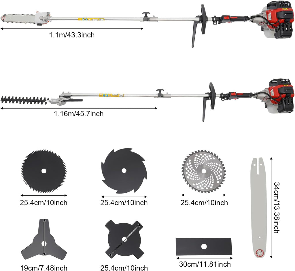 2-Stroke 53CC Gas Powered Tiller Cultivator Garden Yard Rototiller Tilling Tool, Multi-Functional Gas Tiller- Ideal for Garden, Lawn, Soil Cultivation, Weed & Digging