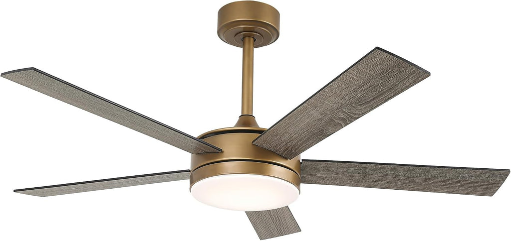 48 Inch Gold Ceiling Fan with Lights, Black & Gold Modern Ceiling Fan with Remote/APP for Bedroom Living Room, 3CCT, Reversible DC Motor, 6 Speeds, Timer, Quiet Indoor Ceiling Fan