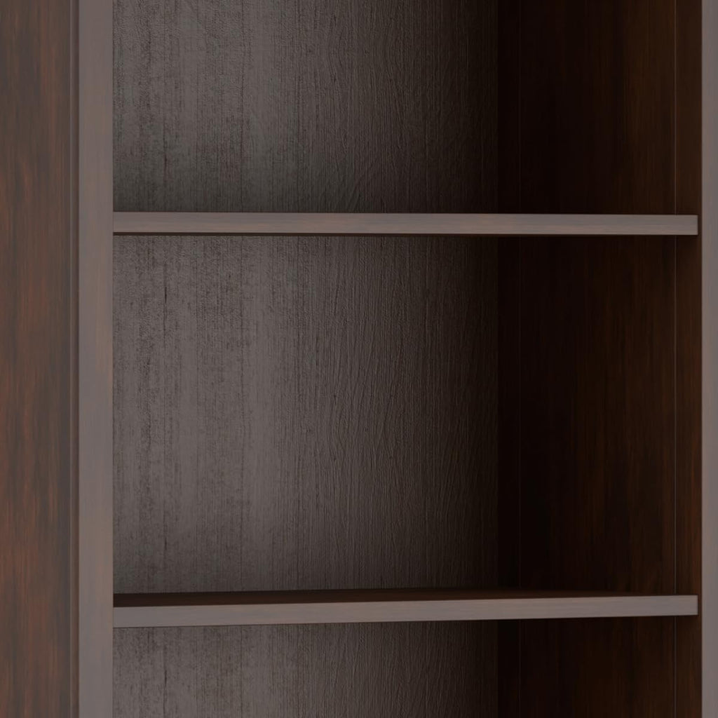SIMPLIHOME Amherst Desk and Bookcase Bundle - 54 inch Wide Solid Wood Desk with Drawers and 30 inch Wide 5-Shelf Bookcase in Russet Brown, Transitional Home Office Furniture (Set of 2)