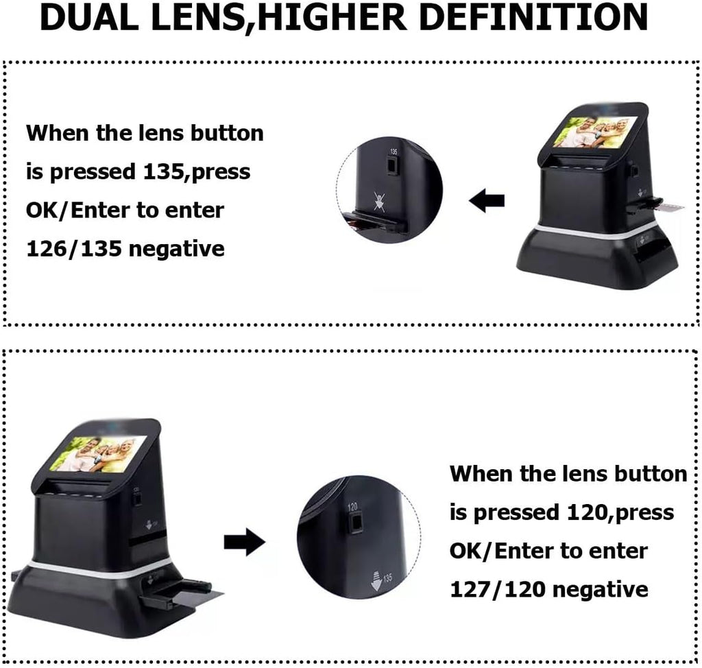 Digital Film & Slide Scanner Converts 35mm 135 126 127 Negatives & Slides to JPEG Fast High-Resolution Photo Digitizer for Preserving Family Memories
