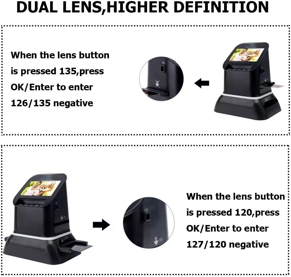 High-Resolution Film & Slide Scanner Converts 35mm Medium Format 120 126 127 Negatives & Slides to JPEG with LCD Preview for Photo Archiving
