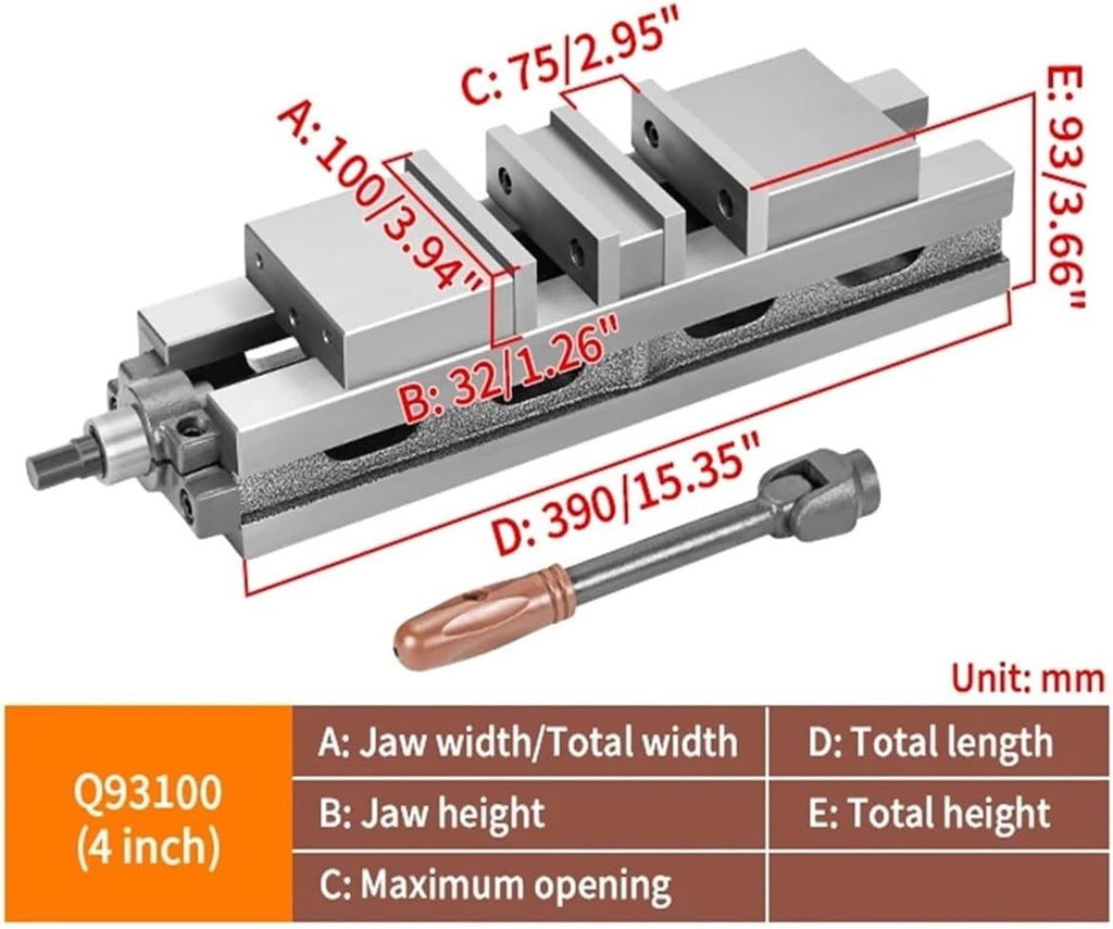 Heavy-Duty Machine Two-Way Angle Solid Flat-Nose Pliers CNC Double-Opening Machine Vise 4 6 Inch Clamp(4 inch)