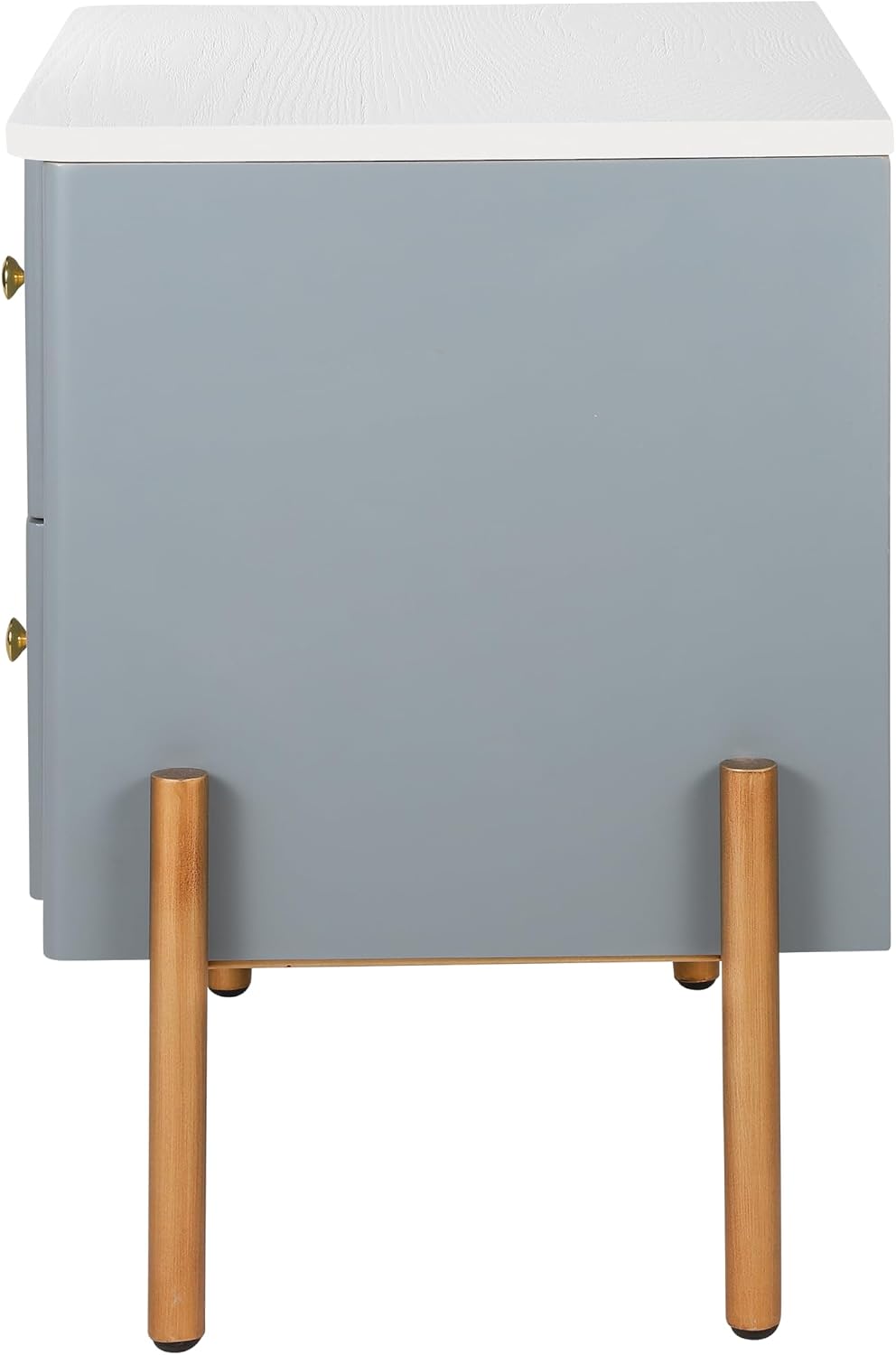 Christopher Knight Home Canyon Modern Nightstand with Golden Metal Handles and Legs, Bedside Table/End Table for Bedroom/Living Room, Multipurpose Storage Cabinet with 2 Drawers, Blue