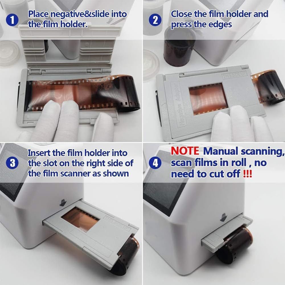 Digital Film Scanner, Negatives and Slide Scanner with 2.4In LCD Screen, Professional Film Scanner Digitizer for Convert 8Mm to JPEG