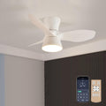 Small Ceiling Fans with Lights, 80cm/31in Flush Mount Ceiling Fan with Light and Remote, Modern Ceiling Fan for Bedroom/Kitchen/Dining Room/Patio(White)