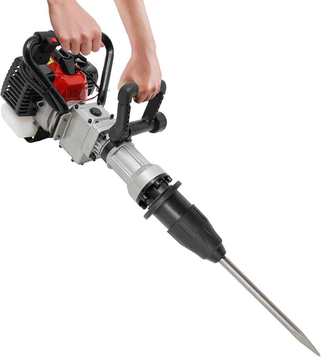 2-Stroke Gas Powered Pile Driver, 32.7CC 1000W Portable Petrol Piledriver Garden Fencing Tool Farm Piling Driver Air Cooling Single-Cylinder 0.9L Fuel Tank for Farmland Guardrails, Vegetable Planting
