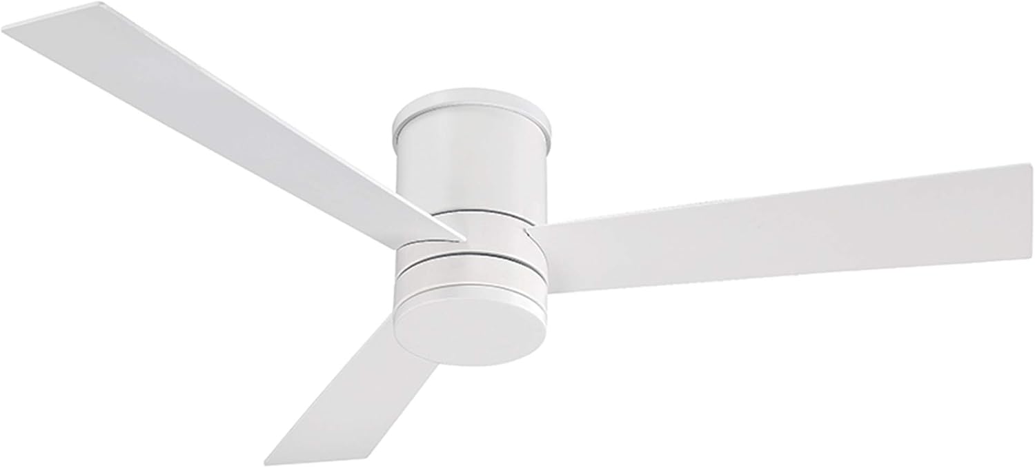 Axis Smart Indoor and Outdoor 3-Blade Flush Mount Ceiling Fan 52in Matte White with 3000K LED Light Kit and Remote Control works with Alexa, Google Assistant, Samsung Things, and iOS or Android App