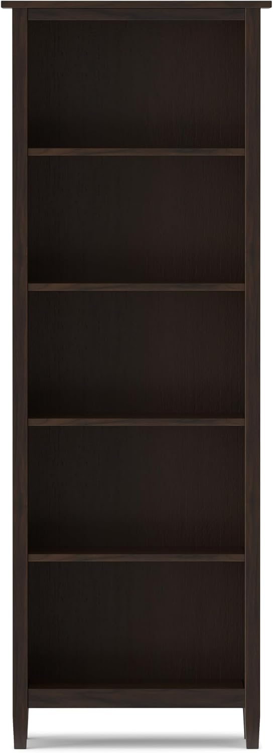 SIMPLIHOME Warm Shaker Desk and Bookcase Bundle - 48 inch Wide Solid Wood Transitional Desk with Drawers and 26 inch Wide 5-Shelf Bookcase in Tobacco Brown, Home Office Furniture (Set of 2)