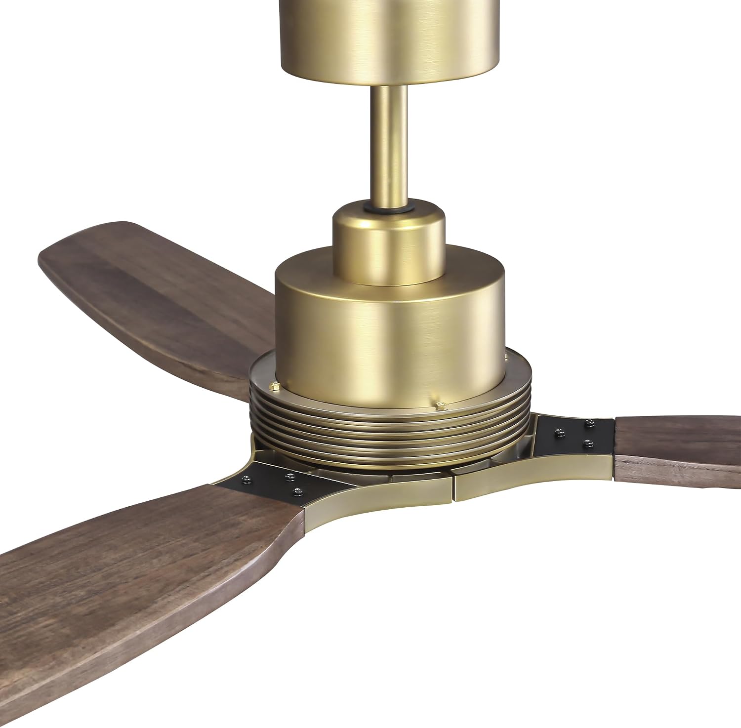56 Inch Wood Ceiling Fan with Lights and Remote, Gold Brass Farmhouse Ceiling Fan, 3 Wood Blades, Dimmable LED, Quiet DC Motor, Reversible, Rustic Ceiling Fan for Living Room Bedroom