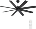 WINGBO 72' Large DC Ceiling Fans without Lights, 3 Downrods, 8 Plywood Blades, 6-Speeds Reversible DC Motor, Indoor Ceiling Fan No Lights for Bedroom Living Room Patio, Black