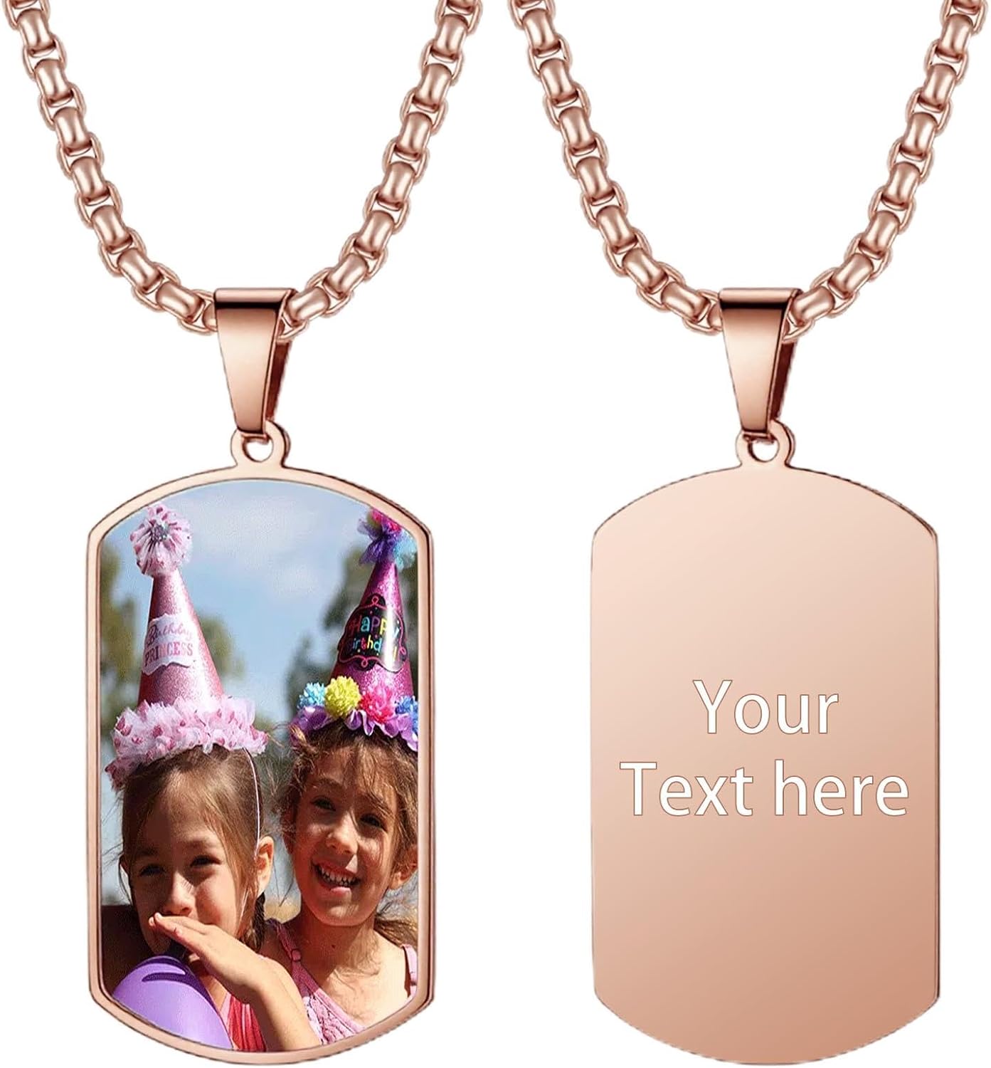 925 Sterling Silver Picture Necklace Personalized Photo Custom Dog Tag Pendant for Men Women 18K Gold Plated Rose Gold Plated Hip Hop Jewelry Anniversary Birthday Gift for Father Mother Son Daughter