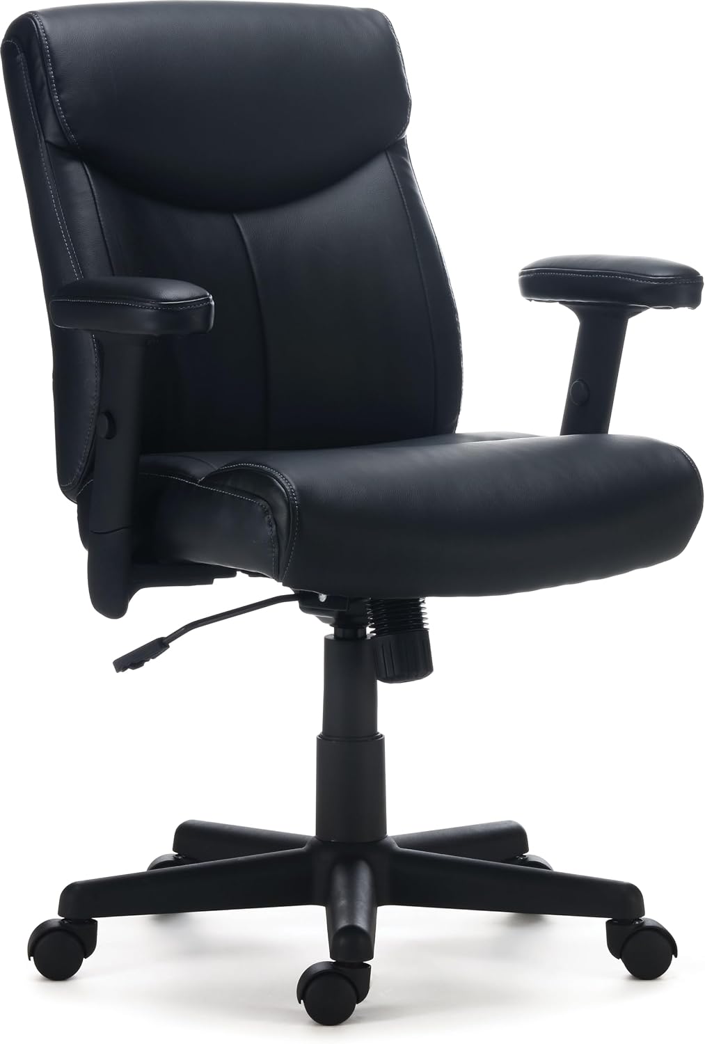 Staples Ergonomic Task Chair, Faux Leather, Ergonomic, Adjustable Height, Swivel, Black