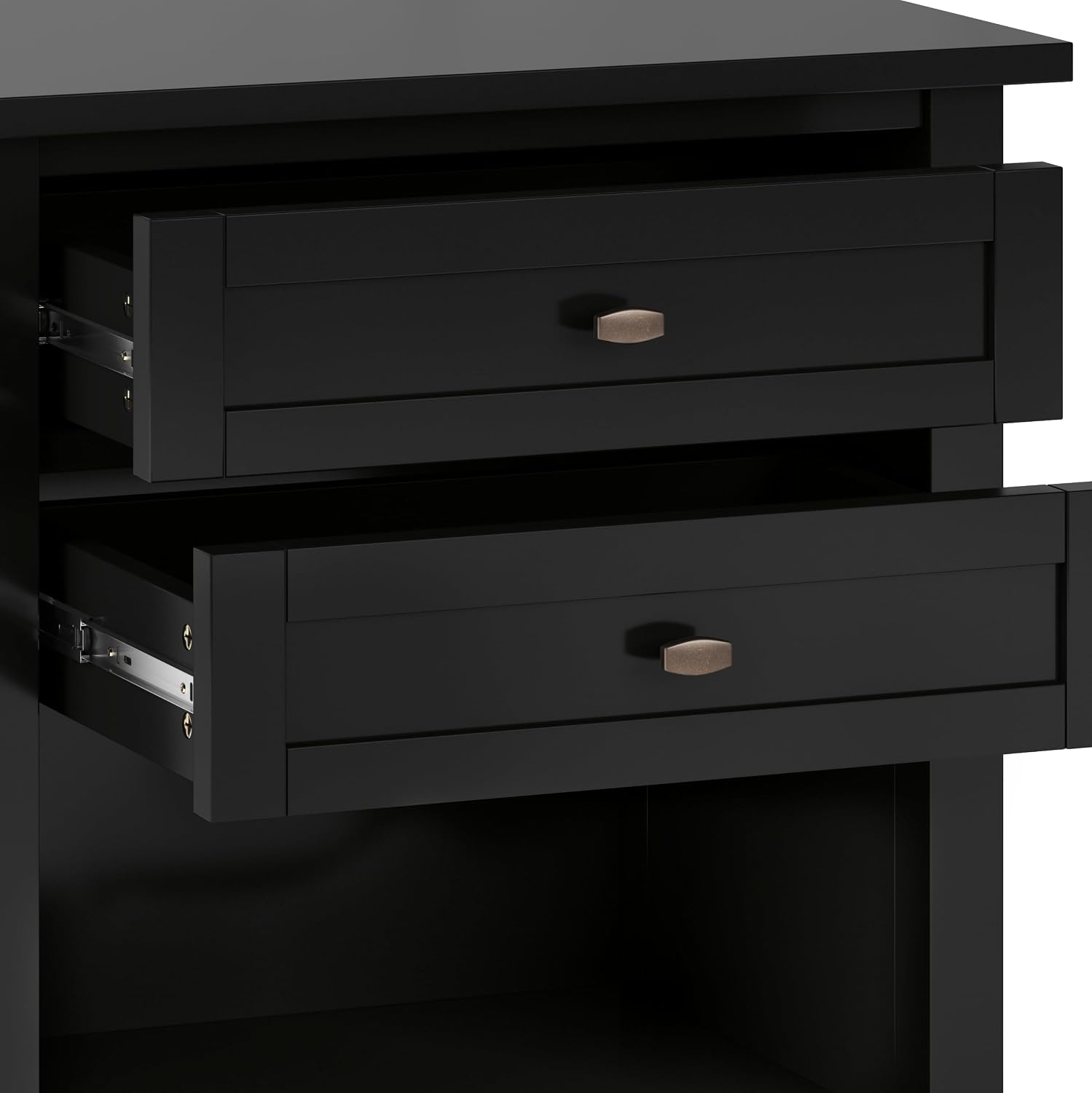 SIMPLIHOME Warm Shaker Solid Wood 24 inch Wide Transitional-Style Bedside Nightstand Tables in Black for the Living Room and Bedroom (Set of 2)