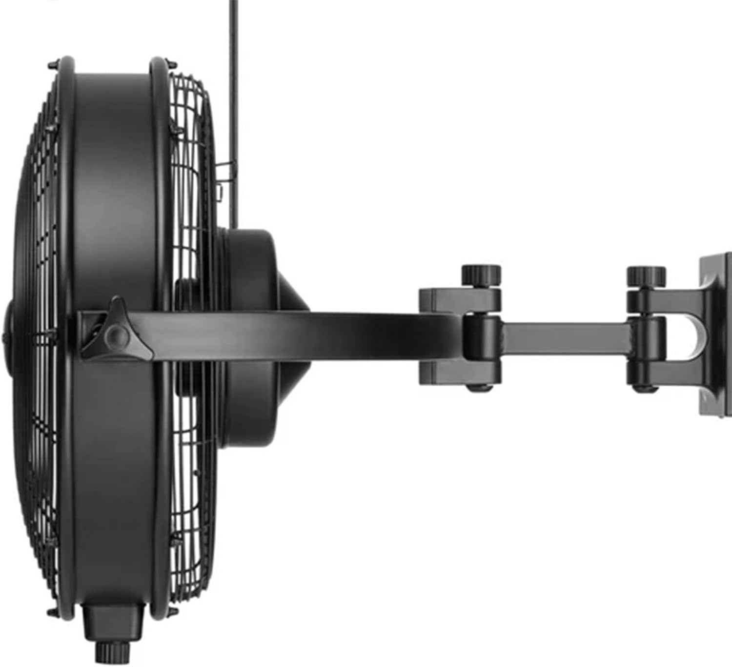 MULE 18 Inch Wet-Rated Outdoor Wall Fan XL, Plug-In Mount with 8-Foot Cord, Adjustable Omni-Reach Arm and 3-Speed Quiet Motor, Matte Black