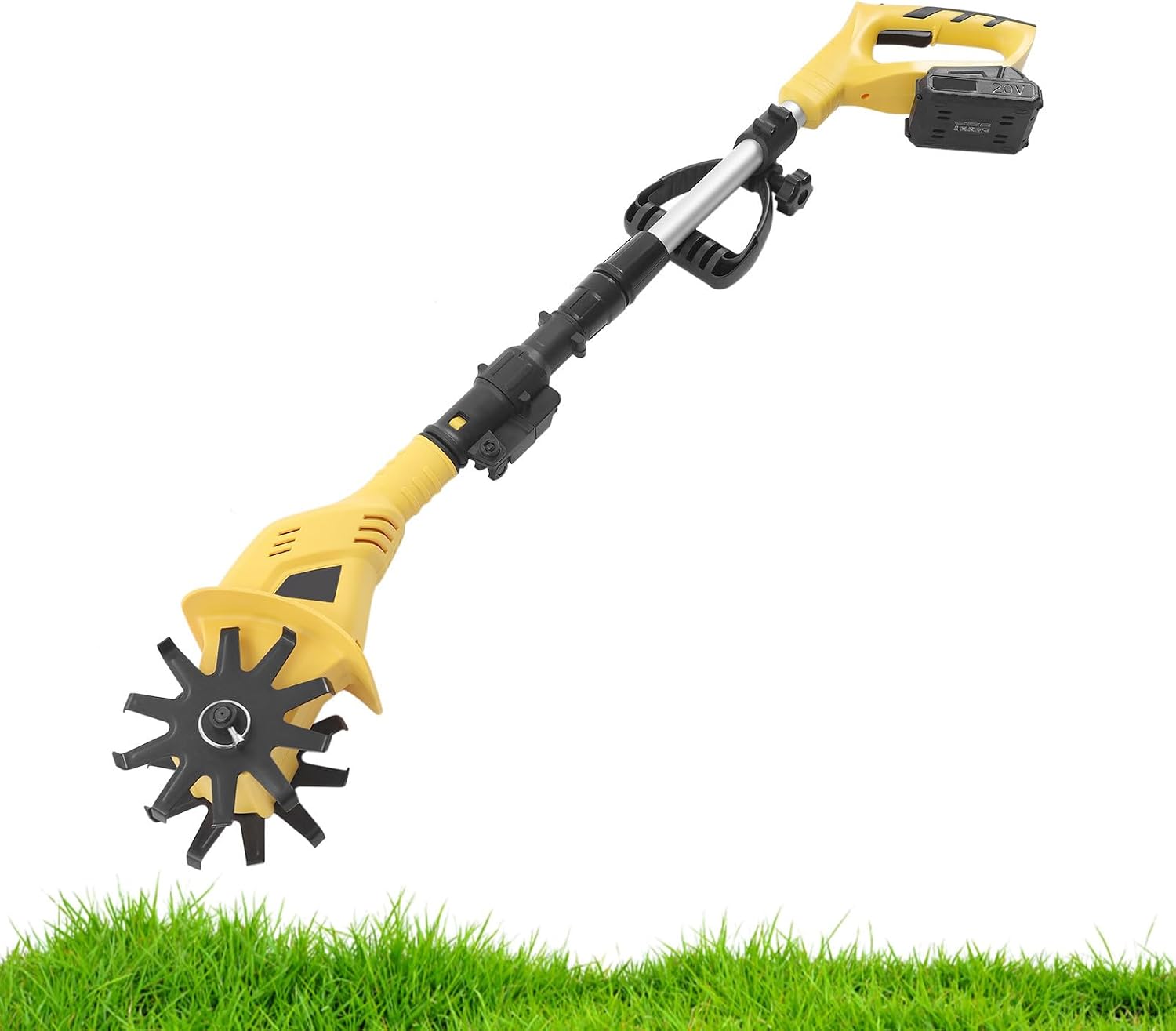 Cordless Tiller Cultivator 20V 250RPM Electric Tiller Handheld Battery Powered Garden Cultivator with Telescopic Rod for Lawn,Farms,Yard,Soil (Cultivation Width 3.9'/ Depth: 6.7')