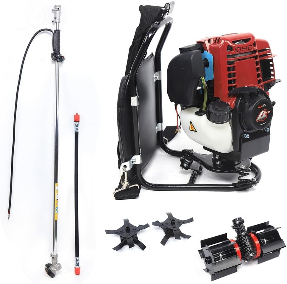 Gx35 Backpack Four-Stroke Brush Cutter, 3-in-1 Cultivator, Rotary Tiller, Lawn Pruner & Grass Trimmer
