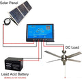 Outdoor 52' solar ceiling fan with 5 blades 60W solar panel for breezeways porches, patios, gazebos (Day/Night operation version battery not included, 20 inch downrod)