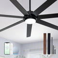 65 Inch Black Ceiling Fans with Lights and Remote,Smart Ceiling fan with Alexa App Control,6 Speed,Dimmable,Quiet DC Motor Large Outdoor Indoor Fan for Patio or Bedroom,Living Room