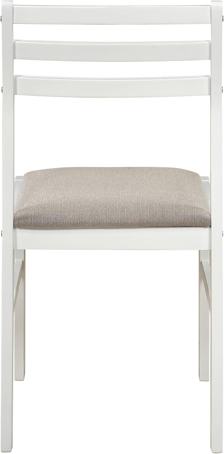 Coaster Home Furnishings - Bucknell - Wood - 3-Piece Extension Table Dining Set with Two 7-Inch Drop Leaves, Ladder-Back Chairs and Padded Seats - Dining Room - White - 130005WHT