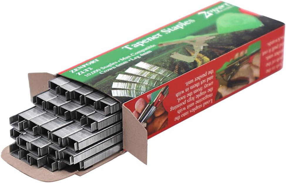Zenport ZLT2 Staples for Plant Tying Tools, Compatible with MAX HT Tapener Tools, 10,000 Count - 10 Pack