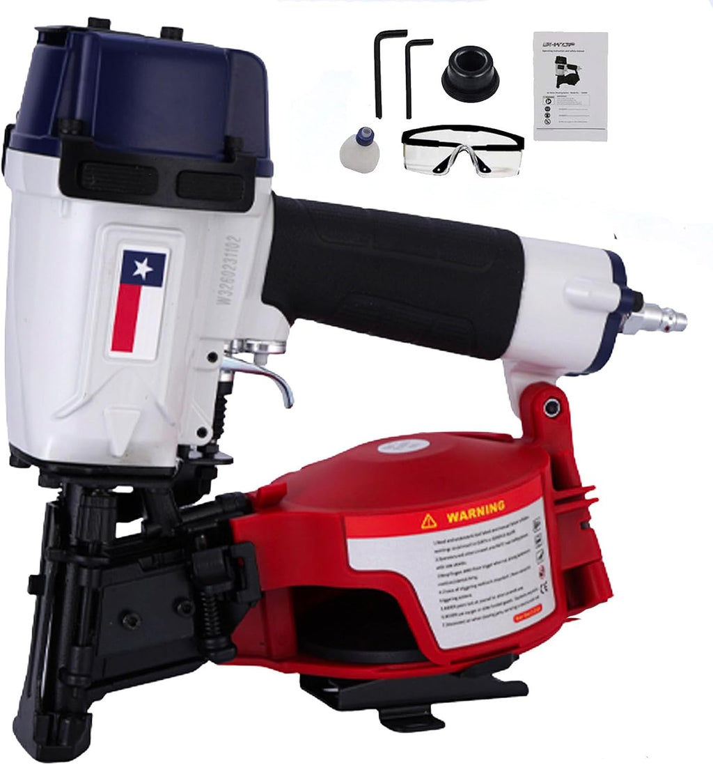 Texas Style CN45N Roofing Nailer, 15 Degree Roofing Nail Gun, 3/4-Inch to 1-3/4-Inch Coil Nails, 120-pcs Load Capacity Coil Nailer