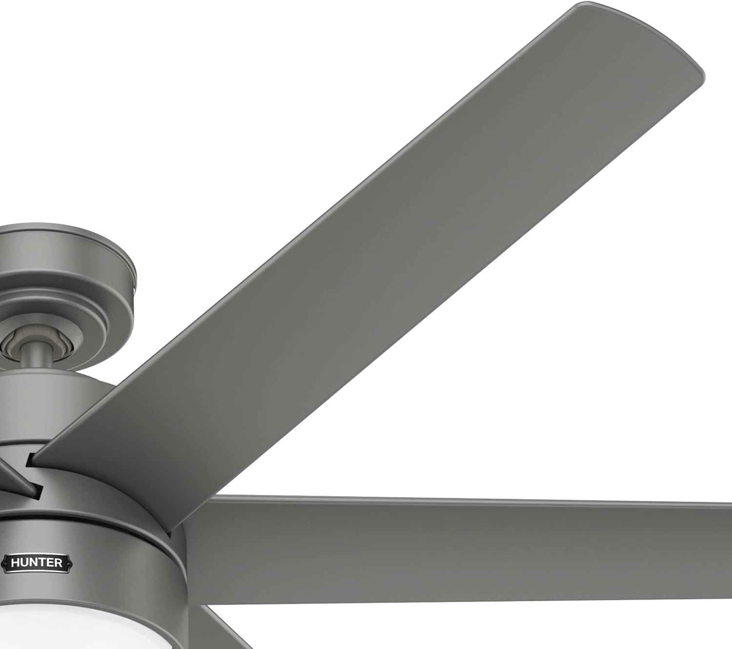 Hunter 60 inch Outdoor or Indoor Ceiling Fan with LED Light - Ceiling Fan with Wall Control, For Patio, Garage, or Porch, Quiet, Standard Mount, 6 Blades - Solaria 59625, Matte Silver