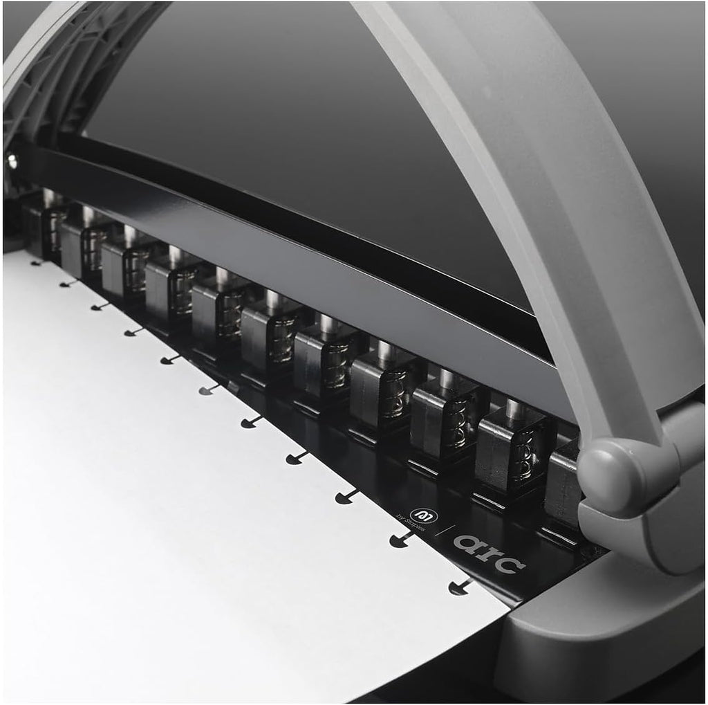 Staples Arc Desktop Paper Punch, 8‑Sheet Capacity, Black/Gray – Disc‑Bound System Punch