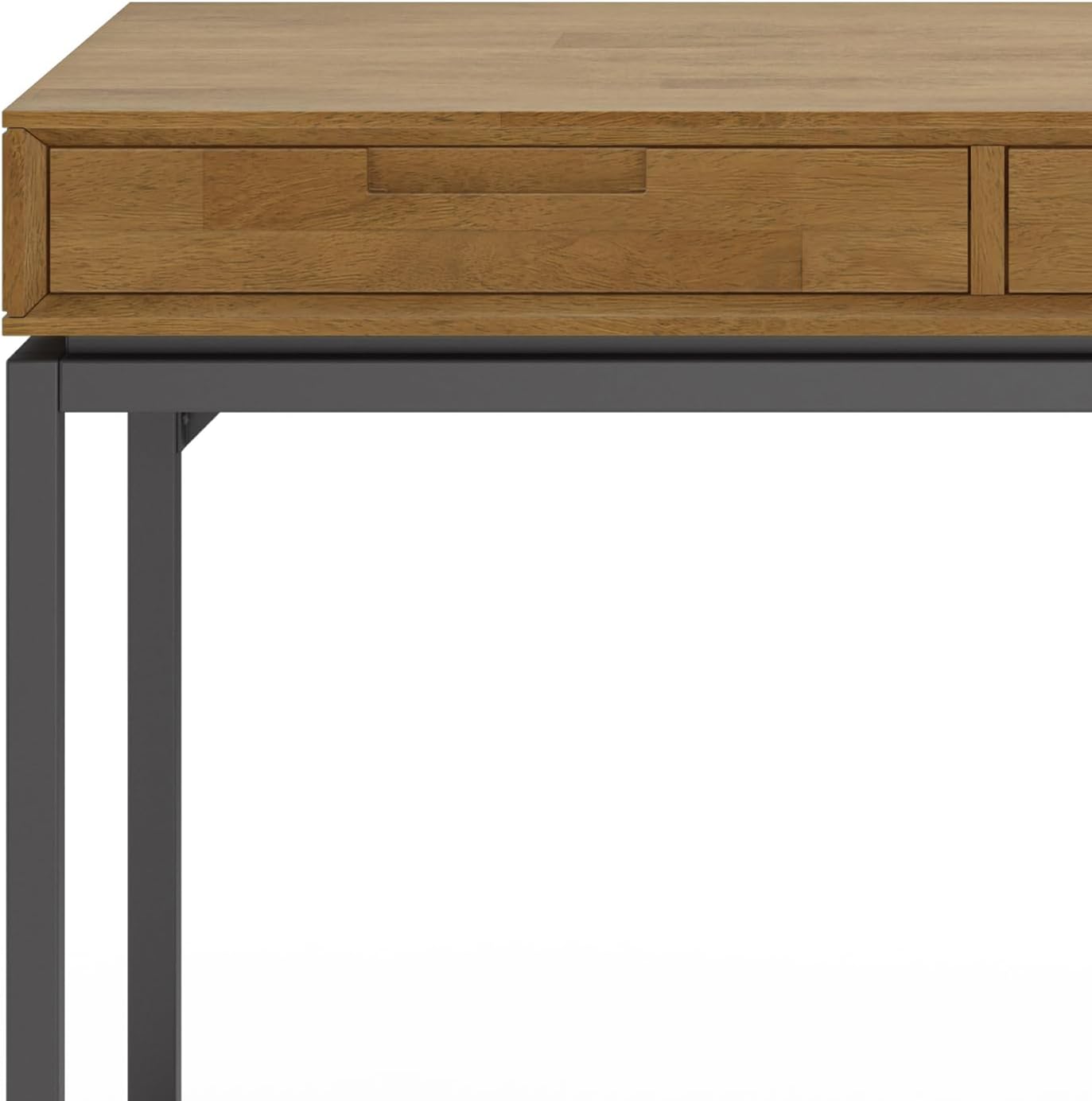 SIMPLIHOME Banting Desk - 72 Inch Wide Solid Wood and Metal Writing Desk in Medium Saddle Brown, Modern Industrial Home Office Computer Table for Study with 2 Drawers and Flip-Down Keyboard Tray