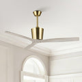 54' Modern Organic Ceiling Fan with Remote, Gold Ceiling Fan with Solid Wood Blades for Bedroom, Living Room, Japandi, Coastal & Contemporary Interiors
