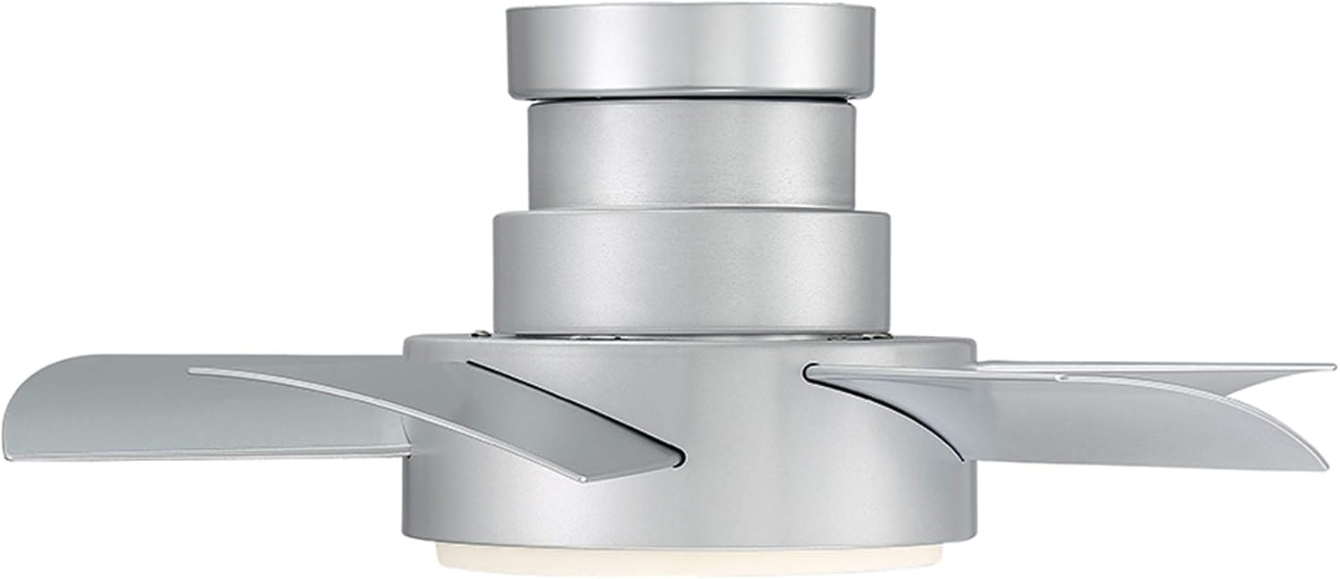 Modern Forms FH-W1802-26L-35-TT Vox - 5 Blade Flush Mount Ceiling Fan with Light Kit-11 Inches Tall and 26 Inches Wide, Finish Color: Titanium Silver, Color Temperature: 3500