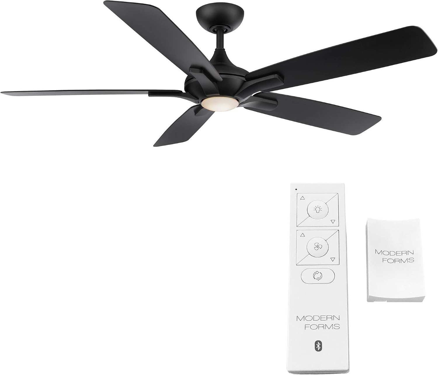 Modern Forms Mykonos Indoor and Outdoor 5-Blade Smart Ceiling Fan 60in Matte Black with 2700K LED Light Kit and Remote Control (FR-W2008-60L-27-MB)