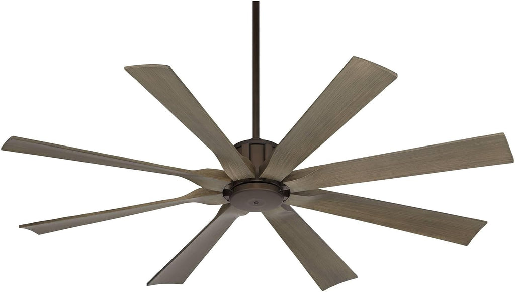 Possini Euro Design 60' Defender Industrial Rustic Indoor Outdoor Ceiling Fan with Remote Control Oil Rubbed Bronze Hand-Painted Weathered Oak Damp Rated for Patio Exterior Porch Gazebo Garage Barn
