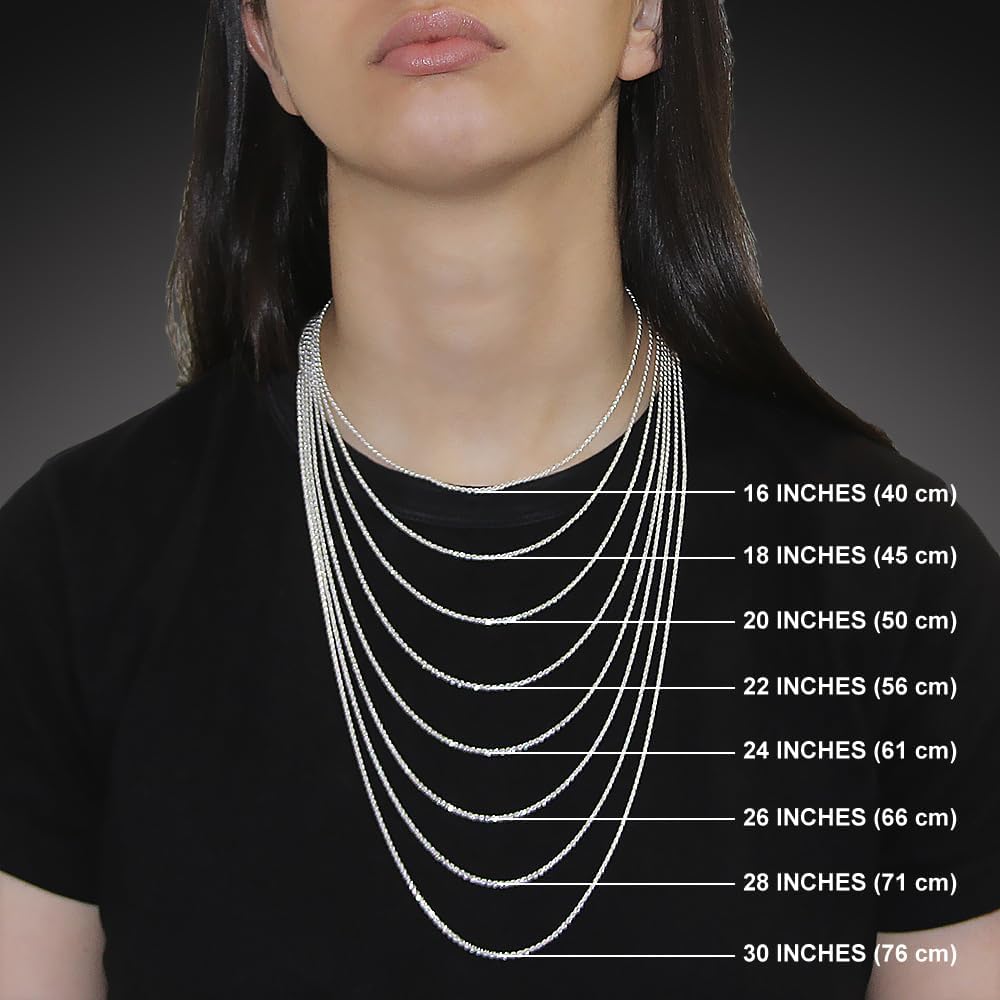 Sterling Silver Figaro Cable Link Chain Necklaces & Bracelets 3mm Beveled Nickel Free. Sizes 7-30 inch