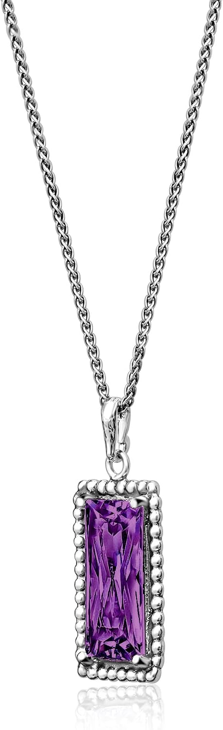 JEAN RACHEL JEWELRY 925 Sterling Silver Necklace for Women - Baguette with Cubic Zirconia Vintage Design - Hypoallergenic, Lead & Nickel Free - Artisan Handcrafted Statement Necklace