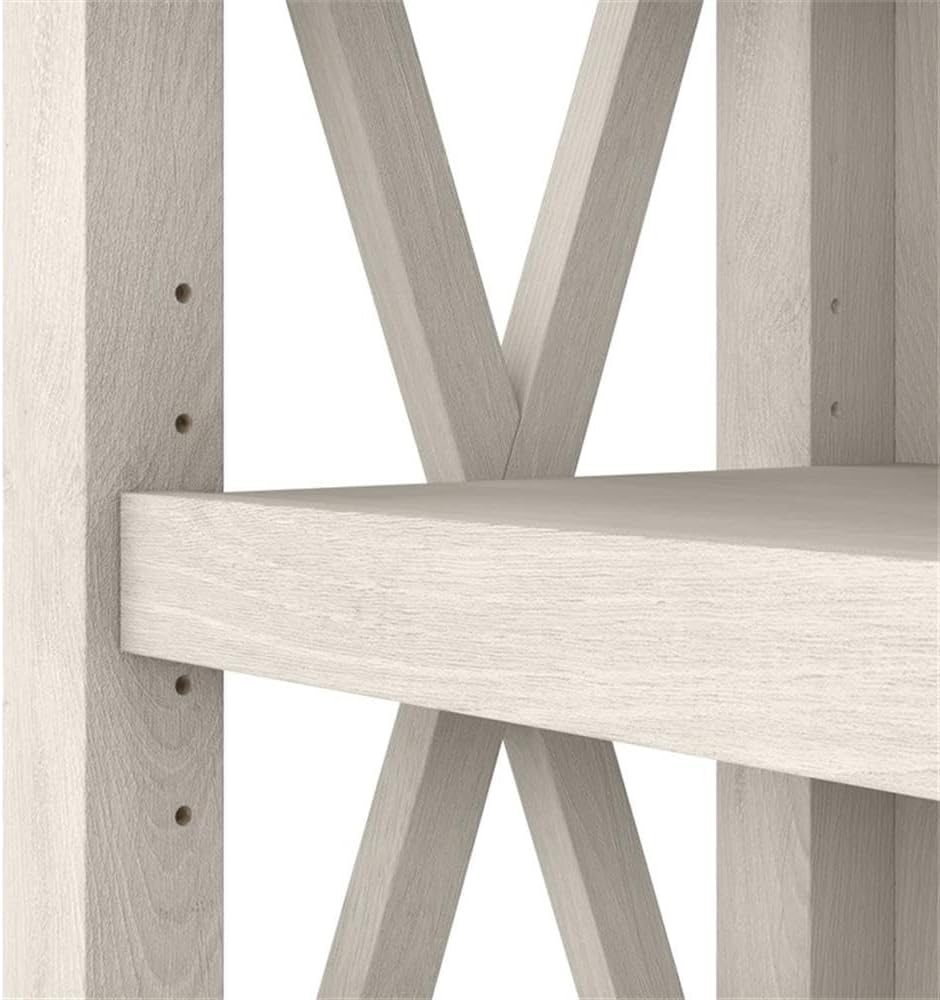 Bush Furniture Key West Tall TV Stand with Set of 2 Bookcases, Farmhouse Entertainment Center for 65 Inch Television, 17D x 60W x 66H, Linen White Oak
