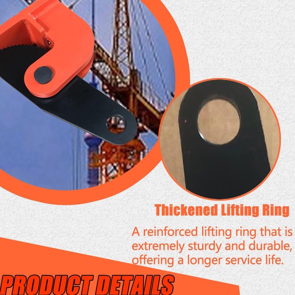 Horizontal Plate Lifting Clamp 4 Inch Opening Steel Plate Clamp for Lifting Multi Sheet Steel Lifting Clamp Stone Lifting Equipment Heavy Duty Lifting Tool, 1T