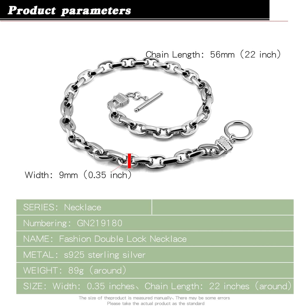 Dankadi Men Solid 925 Sterling Silver Cable Rolo Link Chain Necklace Women 9MM &10MM-Curb Cuban Chain Thick Big Choker 18' 20' 22' 24' 26 '28' 30' Fine Jewelry Gift