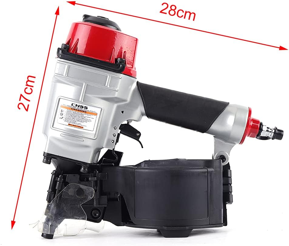 CN55 Pneumatic Siding Nailer Nailing Machine, 25-57mm Siding Coil Nailer Pneumatic Coil Nailer, Woodworking Heavy Duty Professional Air Punch Nailer for Siding Sheathing Wooding Fencing Decking