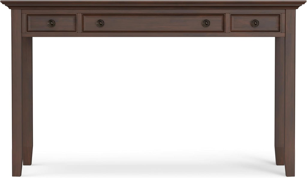 SIMPLIHOME Amherst Desk and Bookcase Bundle - 54 inch Wide Solid Wood Desk with Drawers and 30 inch Wide 5-Shelf Bookcase in Russet Brown, Transitional Home Office Furniture (Set of 2)