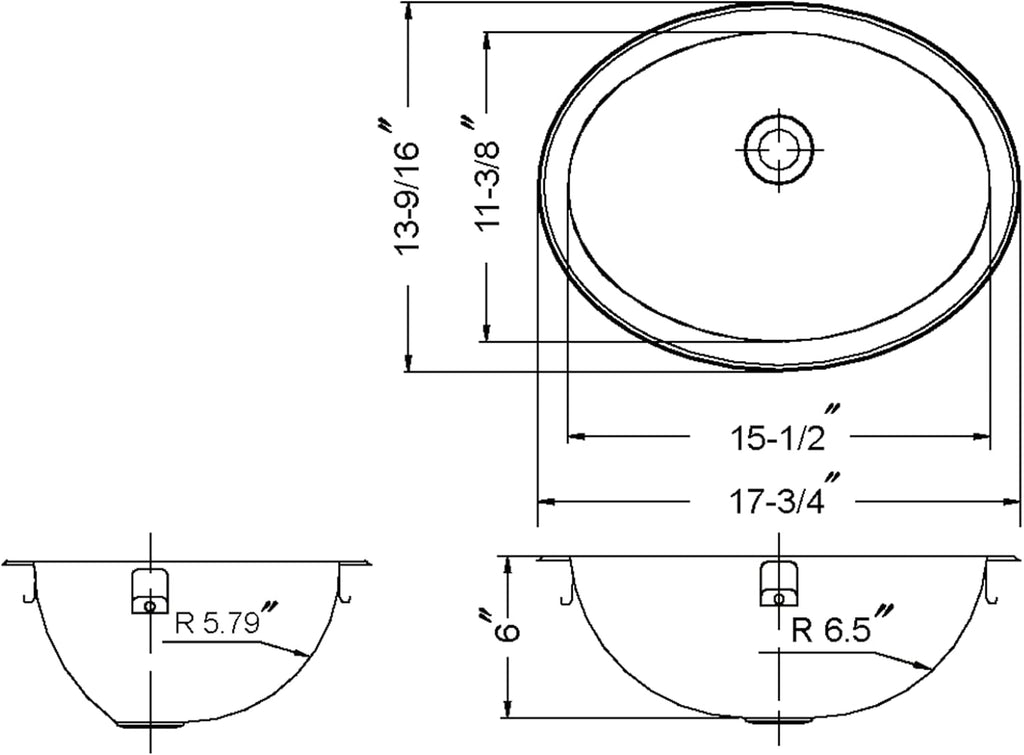 Houzer Opus Stainless Steel Bathroom Sink: 18 Inch Undermount Oval Bowl without Overflow, Optional Grid Drain, Durable & Versatile, Essential for Home & Apartment: CH-1800-1