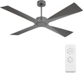 WINGBO 64' Wet Rated Outdoor Ceiling Fan without Lights, 4 ABS Plastic Blades, 6-Speed Reversible Quiet DC Motor, Waterproof Ceiling Fan No Lights for Patio Porch Gazebo Garage, Brushed Graphite