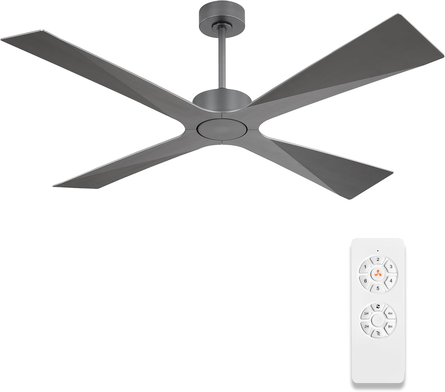 WINGBO 64' Wet Rated Outdoor Ceiling Fan without Lights, 4 ABS Plastic Blades, 6-Speed Reversible Quiet DC Motor, Waterproof Ceiling Fan No Lights for Patio Porch Gazebo Garage, Brushed Graphite