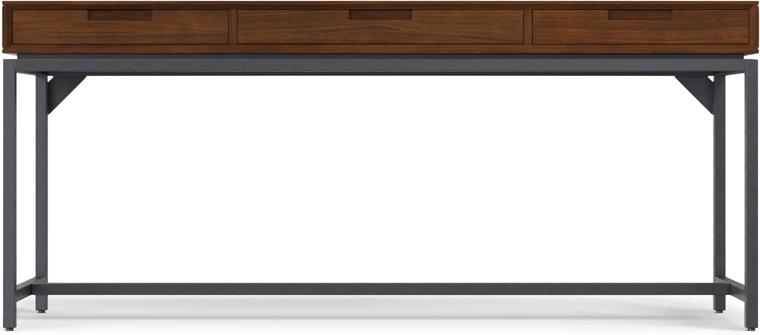 SIMPLIHOME Banting Desk and Bookcase Bundle - 72 inch Wide Solid Wood Desk with Drawers and 30 inch Wide 4-Shelf Bookcase in Walnut, Modern Industrial Home Office Furniture (Set of 2)