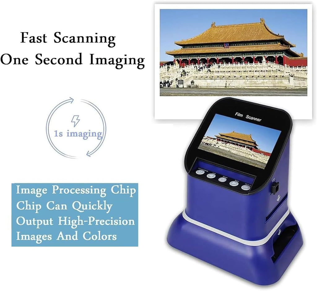 Digital Film Scanner, Negative Scanner, Digital Film Scanner with LCD Display, Compact Slide Scanner, Convert Negatives and Slides 35mm, 135, 126, 127 to Digital JPEG, Quick Scanning, You Can Now Sa